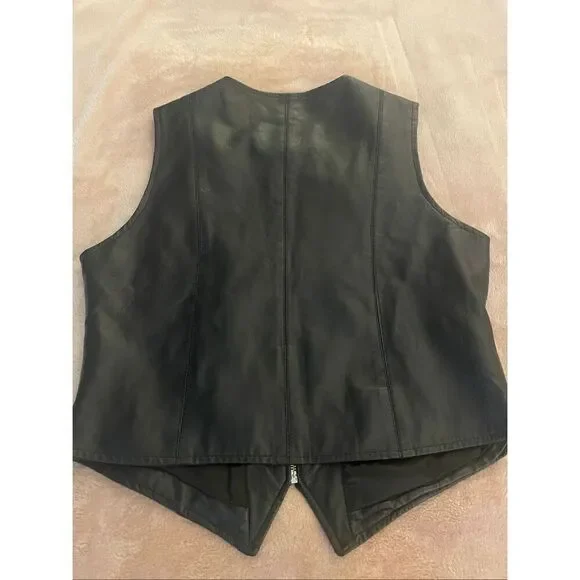 Wilsons The Leather Experts Sleeveless Vest Full Zip L Black Moto - Picture 10 of 11